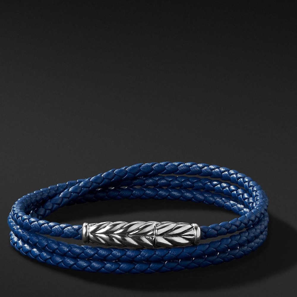 David Yurman chevron triple wrap bracelet in blue